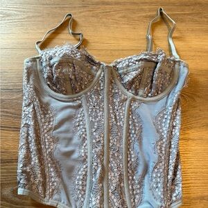 Urban Outfitters Lace Bustier Top in Blue